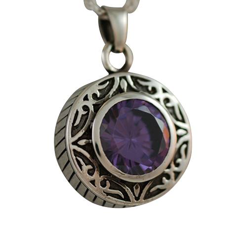 Round Purple Antique Keepsake Pendant